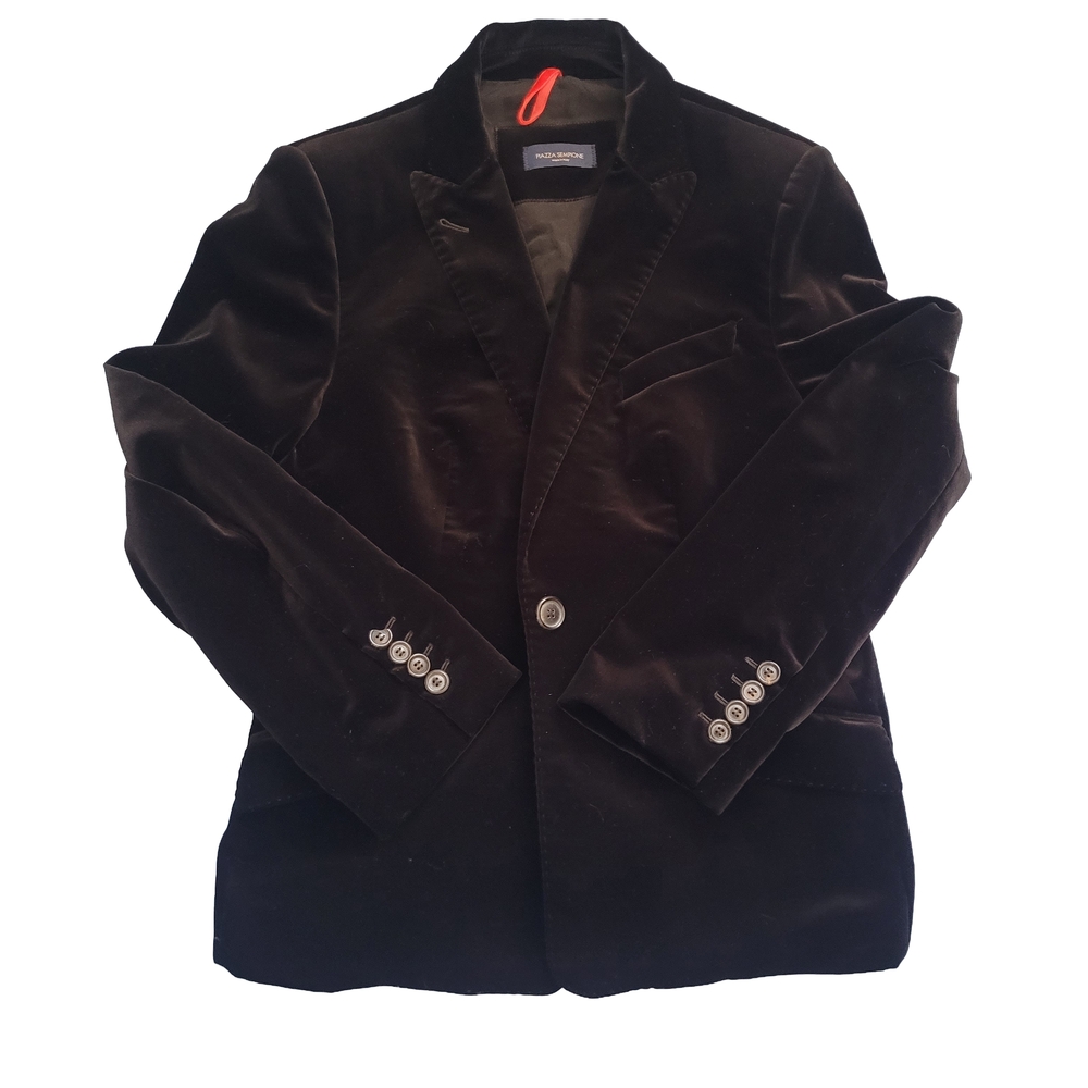 Black Velvet Blazer - Single Button Tailored Jacket By Piazza Sempione